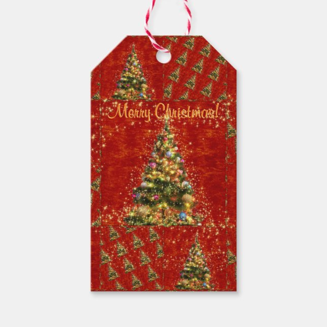 Sparkling Weihnachtsbaum-Geschenktasten Geschenkanhänger (Vorderseite)