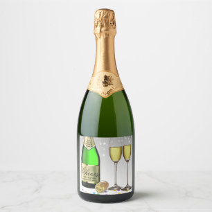 Sparkling Wein Flasche glücklich Neues Jahr 2025