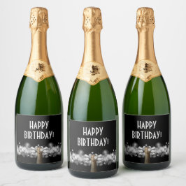 Sparkling Weinblasen auf Personalisiertem Schwarze