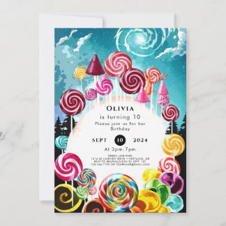 Sparkling Whimsical Candyland Birthday Einladung