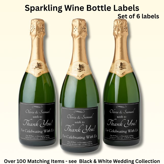 Sparkling Wine Bottle Labels, Black White Infinity (Von Creator hochgeladen)