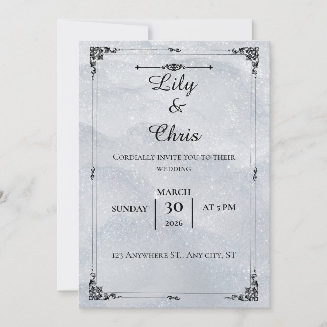 Sparkling Winter Wonderland Wedding Invitation Einladung (Vorderseite)