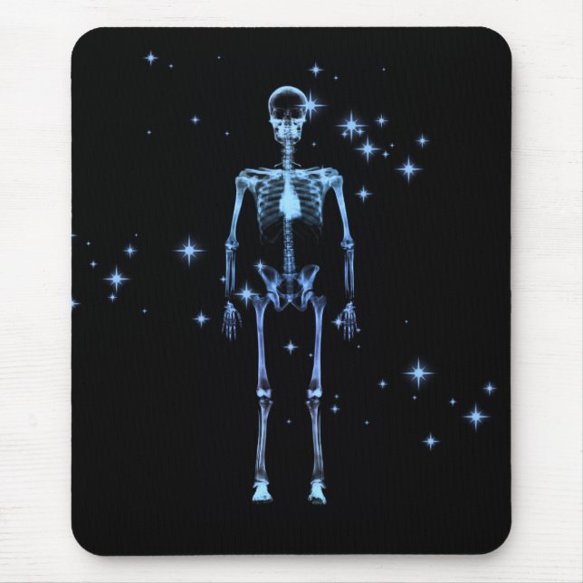 Sparkling X-Ray Skeleton - Blau Mousepad (Vorne)