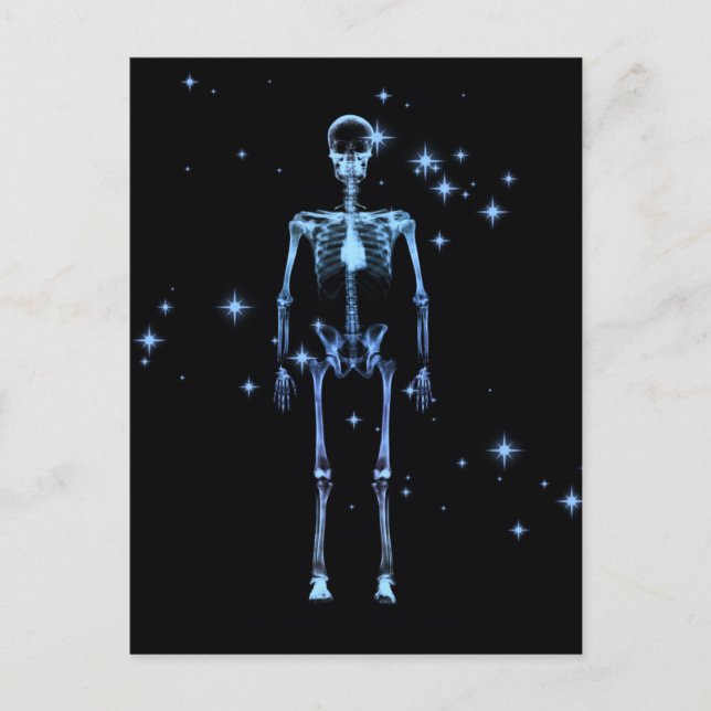 Sparkling X-Ray Skeleton - Blau Postkarte (Vorderseite)