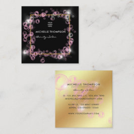 Sparklingelrosa und Goldseife Blase Schönheitssalo Quadratische Visitenkarte