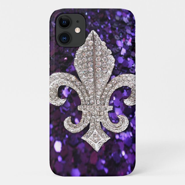 Sparkloster Lilie Sequins Lila Case-Mate iPhone Hülle (Rückseite)
