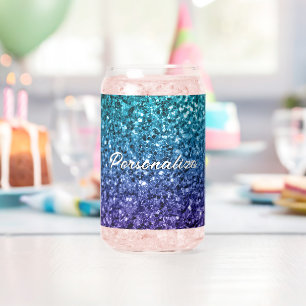 Sparkly aqua blue Ombre scintille Texte personnali