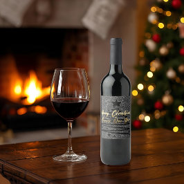 Sparkly Black Wine Label Set Weinetikett