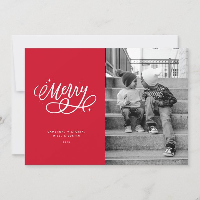 Sparkly Bubbly Script Joyeux Carte photo de vacanc (Devant)