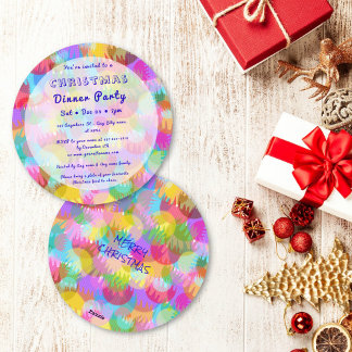 Sparkly Colorful Simple Christmas Dinner Party Einladung