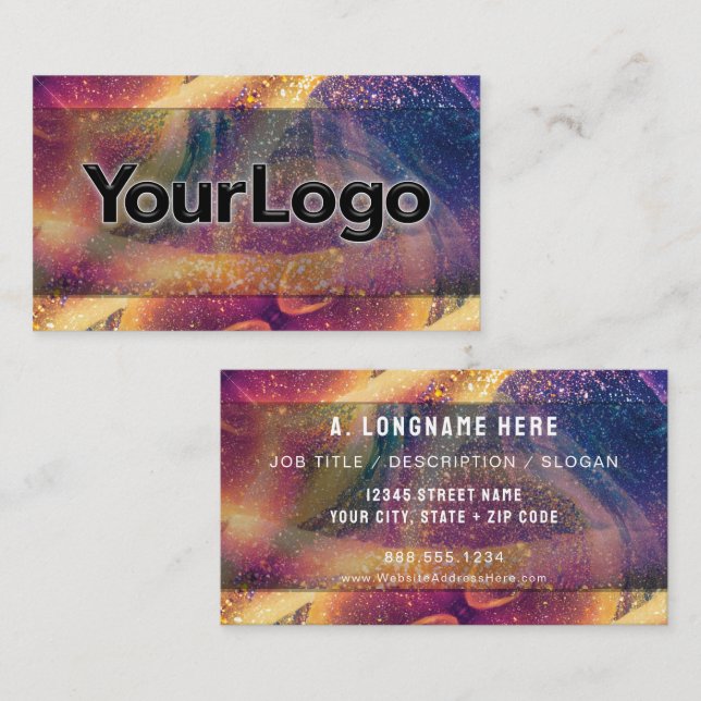 Sparkly Cosmic Galaxy Artisan Company Logo  Visitenkarte (Vorne/Hinten)