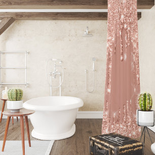 Sparkly  Glitter Drips Pink Rose Blush Powder Duschvorhang