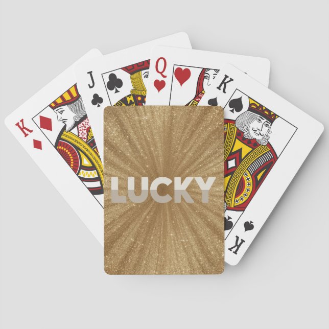Sparkly Gold Glitter Lucky Card Deck Spielkarten (Rückseite)
