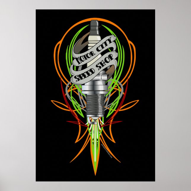 Sparkplug Poster für Motor City Speed Shop (Vorne)