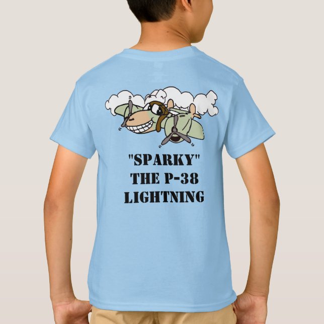 Sparky, der P-38 Lightning Cartoon T - Shirt (Rückseite)