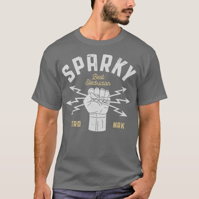 Sparky Electrician Funny Lineman Vater Retro Gesch T-Shirt (Vorderseite)