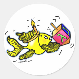 Sparky Hanuka Fische - Comic-Heilung, die Geschenk Runder Aufkleber
