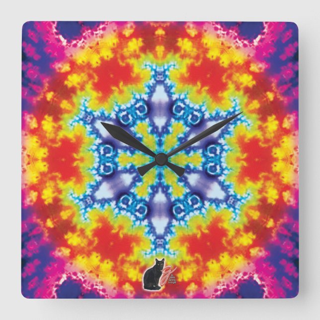 Sparky Kaleidoscope Quadratische Wanduhr (Vorderseite)
