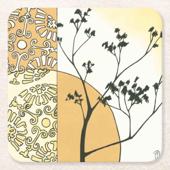 Spärliche Baum-Silhouette durch Megan Meagher Rechteckiger Pappuntersetzer (Vorderseite)