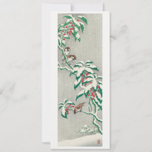 Sparrow auf einem verschneiten Zweig Feiertagskarte