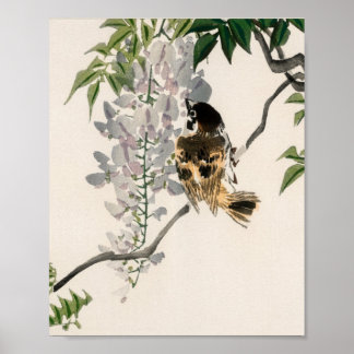 Sparrow auf einer Zweigniederlassung von Kono Bair Poster
