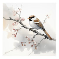 Sparrow auf Frühjahrszweig