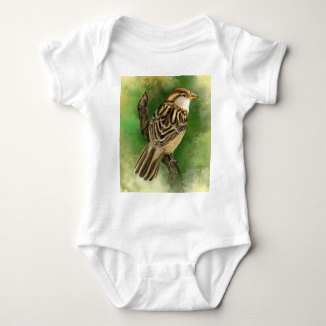 Sparrow Baby Bodysuit Beautiful Liuttle Bird Strampler (Vorderseite)