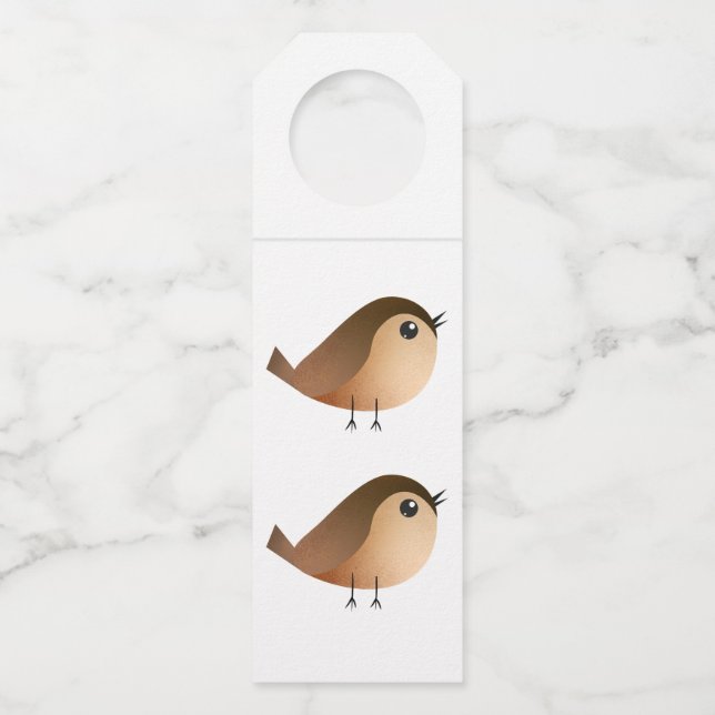 Sparrow Bird-Cartoon Flaschenanhänger (Vorderseite)