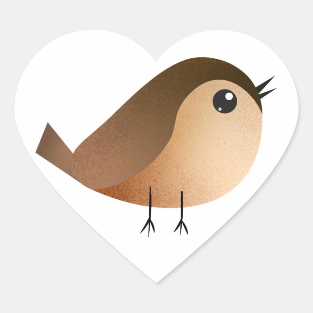 Sparrow Bird-Cartoon Herz-Aufkleber (Vorderseite)