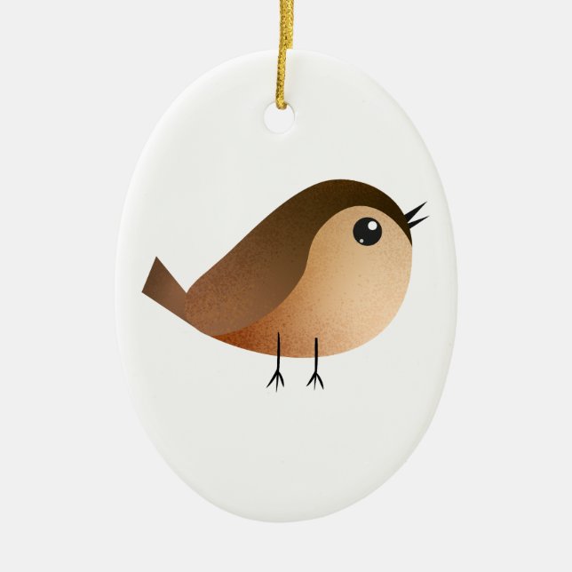 Sparrow Bird-Cartoon Keramik Ornament (Vorne)