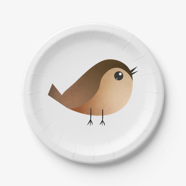Sparrow Bird-Cartoon Pappteller (Vorderseite)
