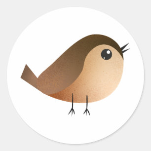 Sparrow Bird-Cartoon Runder Aufkleber
