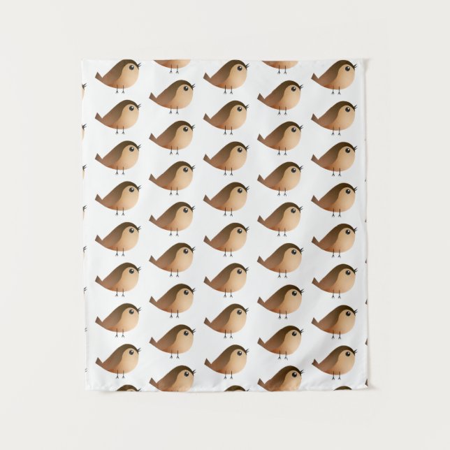 Sparrow Bird-Cartoon Wandteppich (Vorderseite)