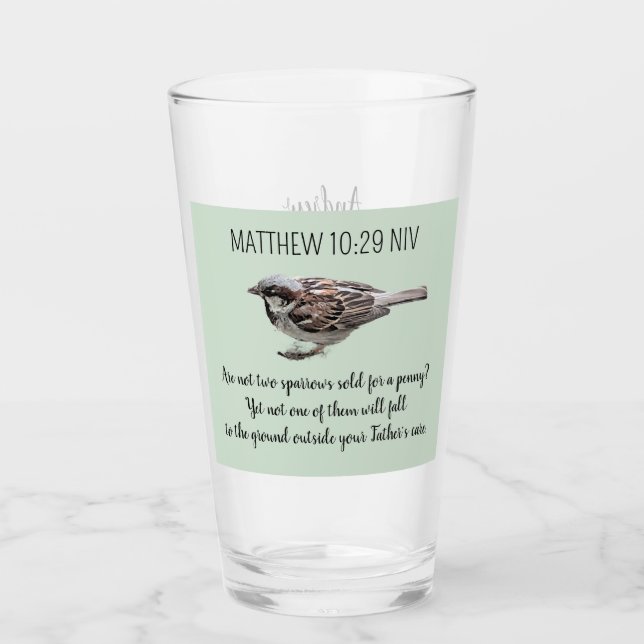 Sparrow Bird vergiftet die Bibelverse Glas (Vorderseite)