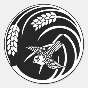 Sparrow im Reiskreis-Pflanze Runder Aufkleber