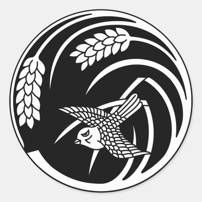 Sparrow im Reiskreis-Pflanze Runder Aufkleber (Vorderseite)