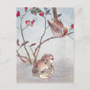 Sparrow, Toad & Rose Hips Postkarte