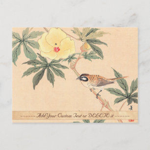 Sparrow und Hibiskus Keibun Matsumoto Blume Postkarte
