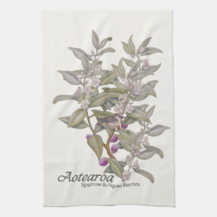 Sparrow und Ngaio Berries - Aotearoa Teatowel Geschirrtuch