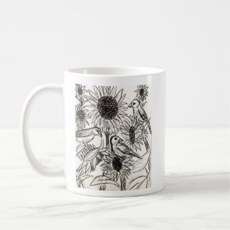 Sparrow und Sonnenblumen-Tasse Kaffeetasse
