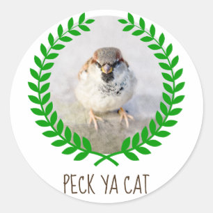 Sparrow Warrior - Peck Ya Cat witzig anpassbar Runder Aufkleber