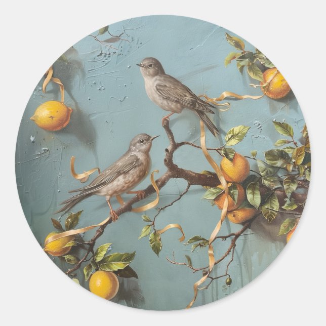 Sparrows - Round Stickers for Stationery (Vorderseite)