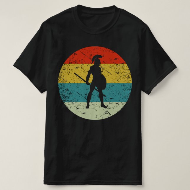 Sparta Krieger Retro-Vinatstyle 70er T-Shirt (Design vorne)