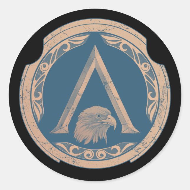 Spartan Eagle Greek Shield Classic Round Sticker (Vorderseite)
