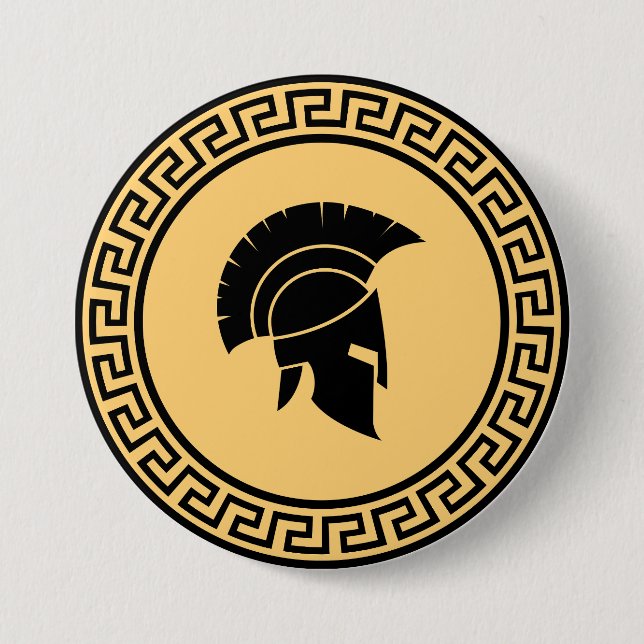 Spartan Helmet Bold Black & Gold Design Button (Vorderseite)
