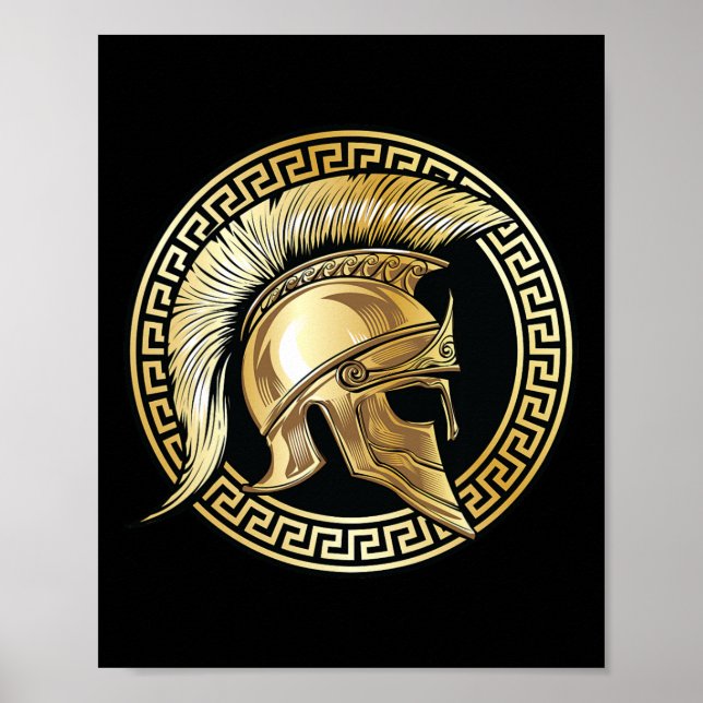 Spartan Helmet Gold Gladiator Sparta Griechisches  Poster (Vorne)