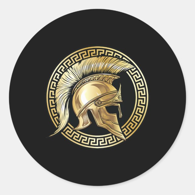 Spartan Helmet Gold Gladiator Sparta Griechisches  Runder Aufkleber (Vorderseite)