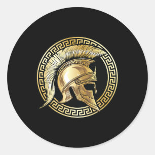 Spartan Helmet Gold Gladiator Sparta Griechisches  Runder Aufkleber