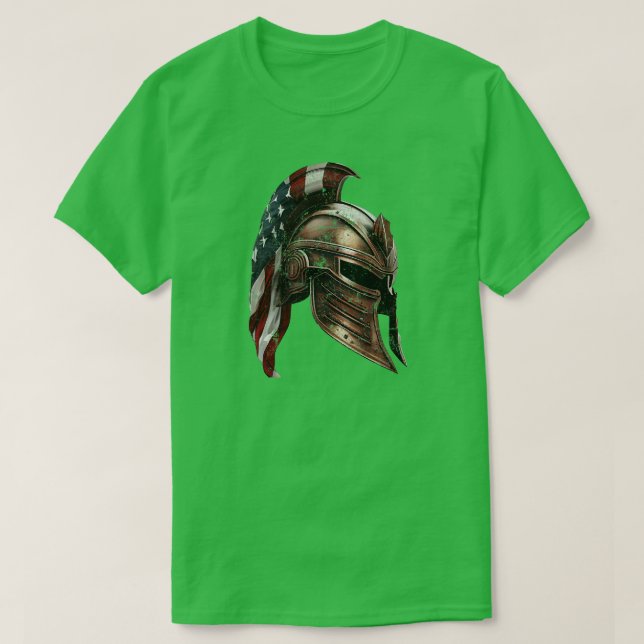 Spartan Helmet mit amerikanischer Flagge T-Shirt (Design vorne)