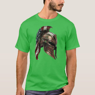 Spartan Helmet mit amerikanischer Flagge T-Shirt